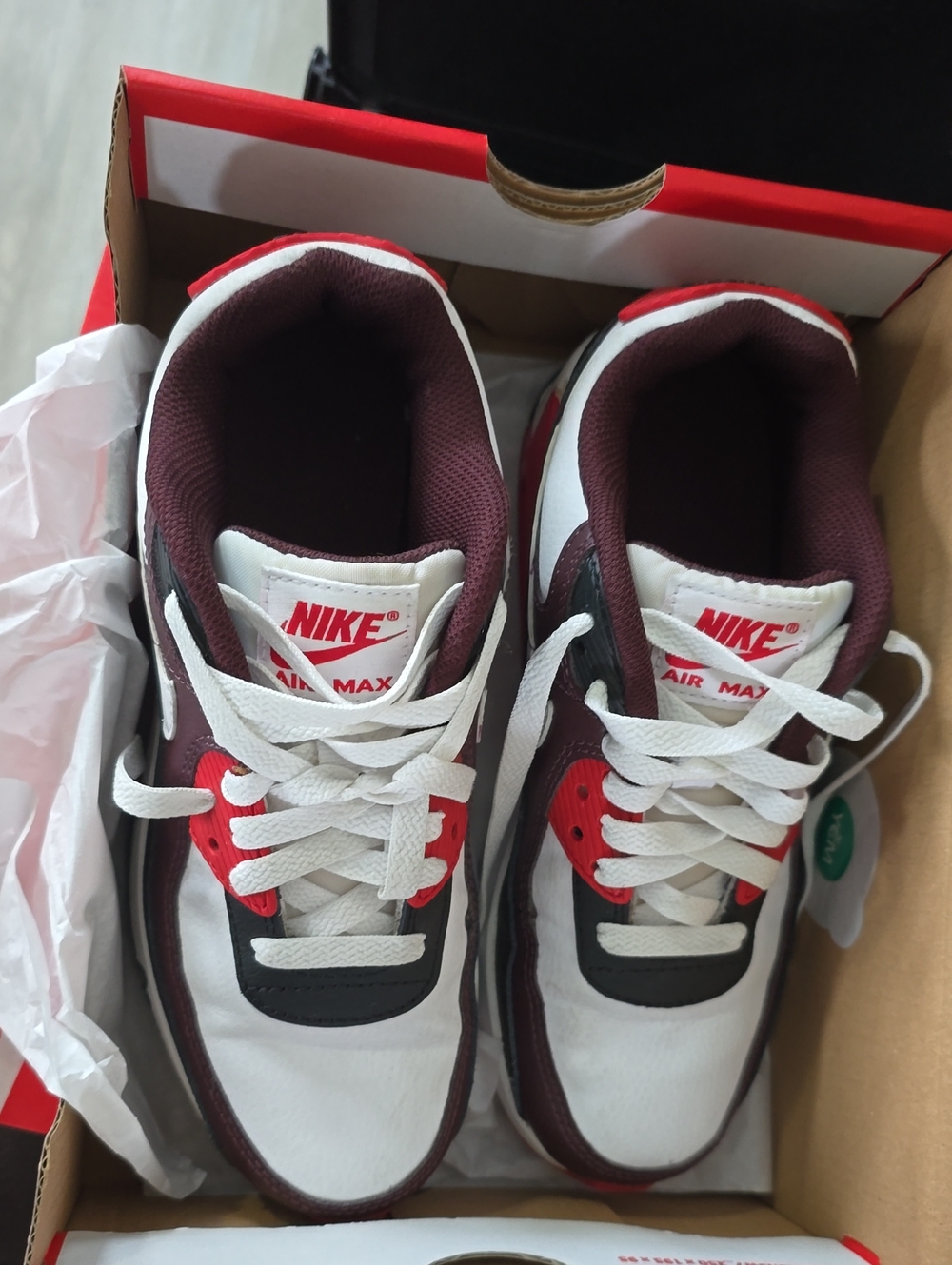Nike Kids Air Max  90GS Sneakers - White, Maroon, Red Lightly